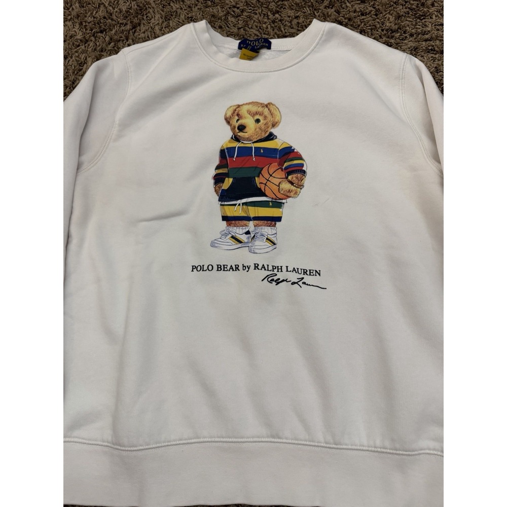 Youth Polo Ralph Lauren Polo Bear Basketball Pullover Crewneck Kids Sz 14-16 (L) - Picture 2 of 7